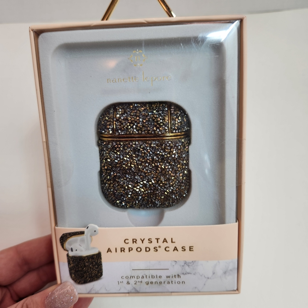 🆕️Air Pod Case 1 & 2 Generation Black+Gold  Gemstone Case